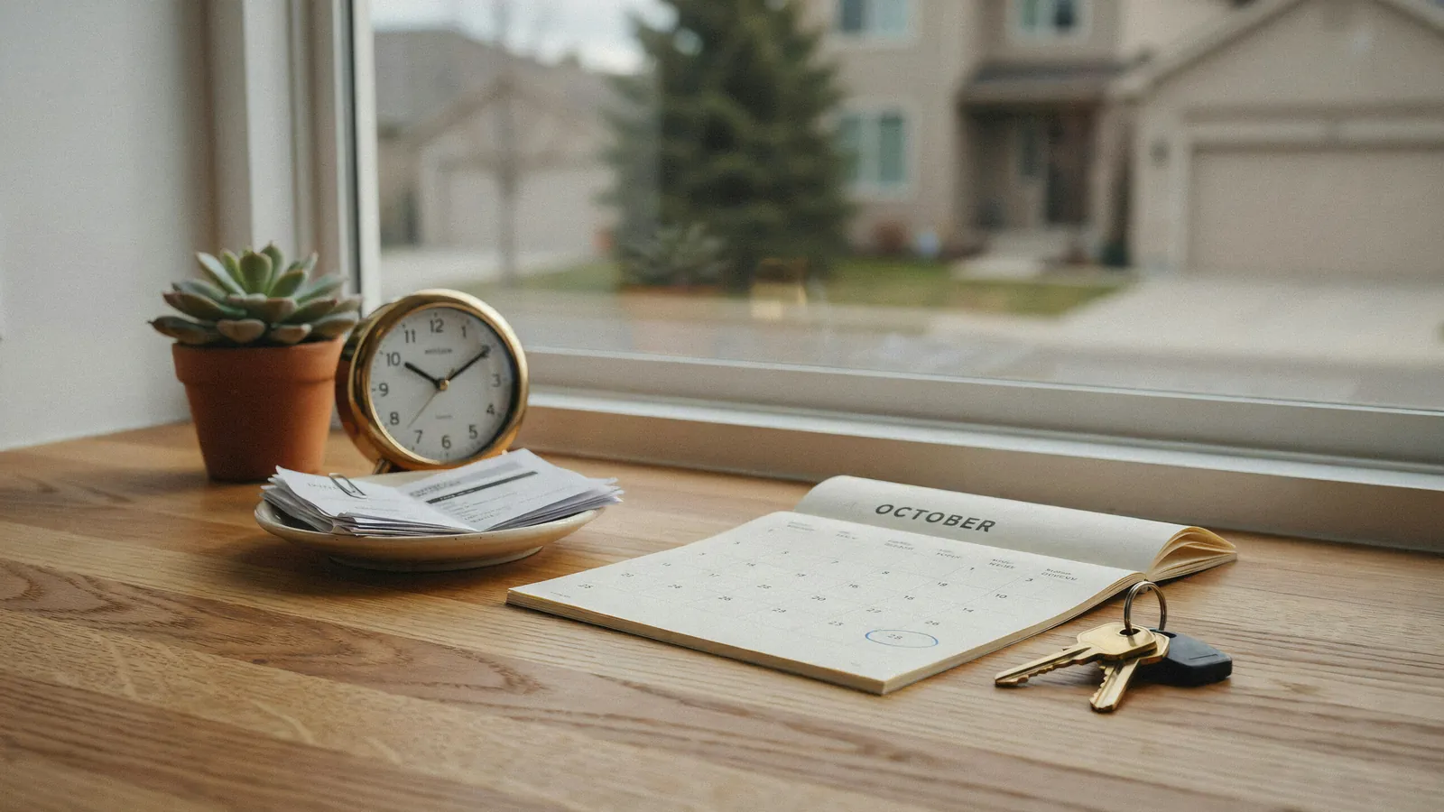 House keys and a calendar marking the redemption period set by an Order Nisi in Alberta